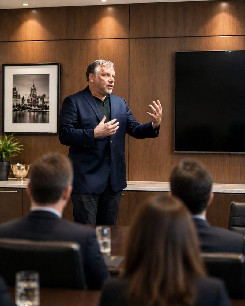 Danny Auer delivering a leadership presentation
